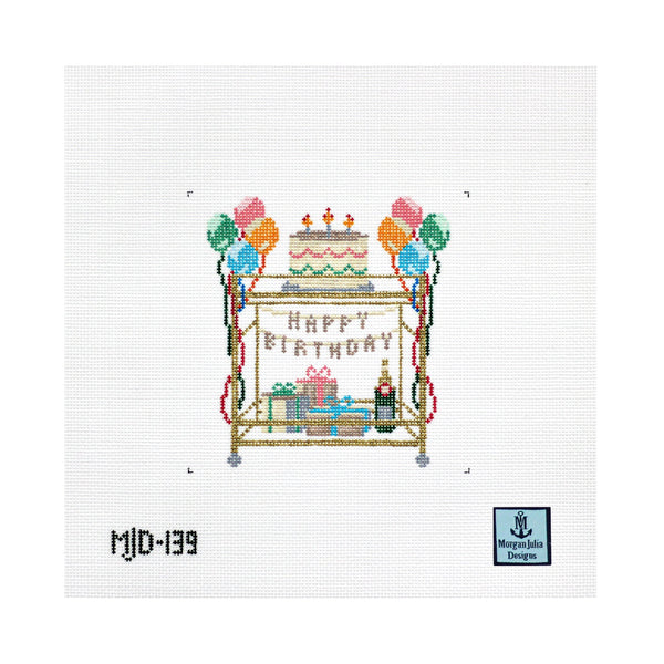 Birthday Bar Cart [Needlepoint Canvas and Kit] [Morgan Julia Designs]