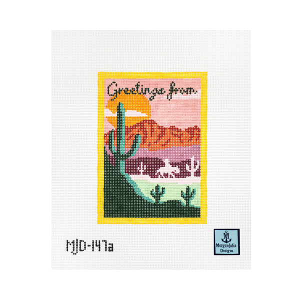 Greetings From...Way Out West Postcard [Needlepoint Canvas and Kit] [Morgan Julia Designs]
