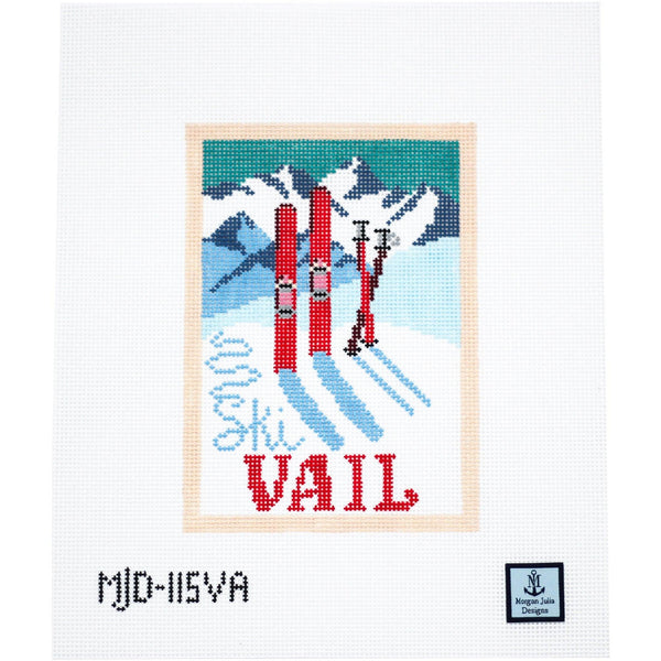 Vail - Vintage Ski Postcard [Needlepoint Canvas and Kit] [Morgan Julia Designs]