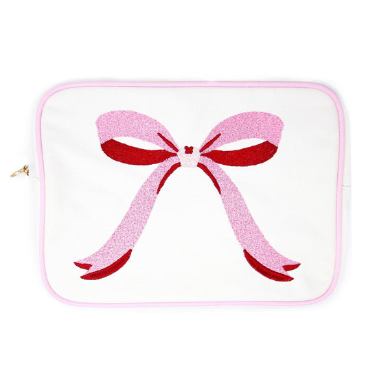 Pink Embroidered Bow Bag