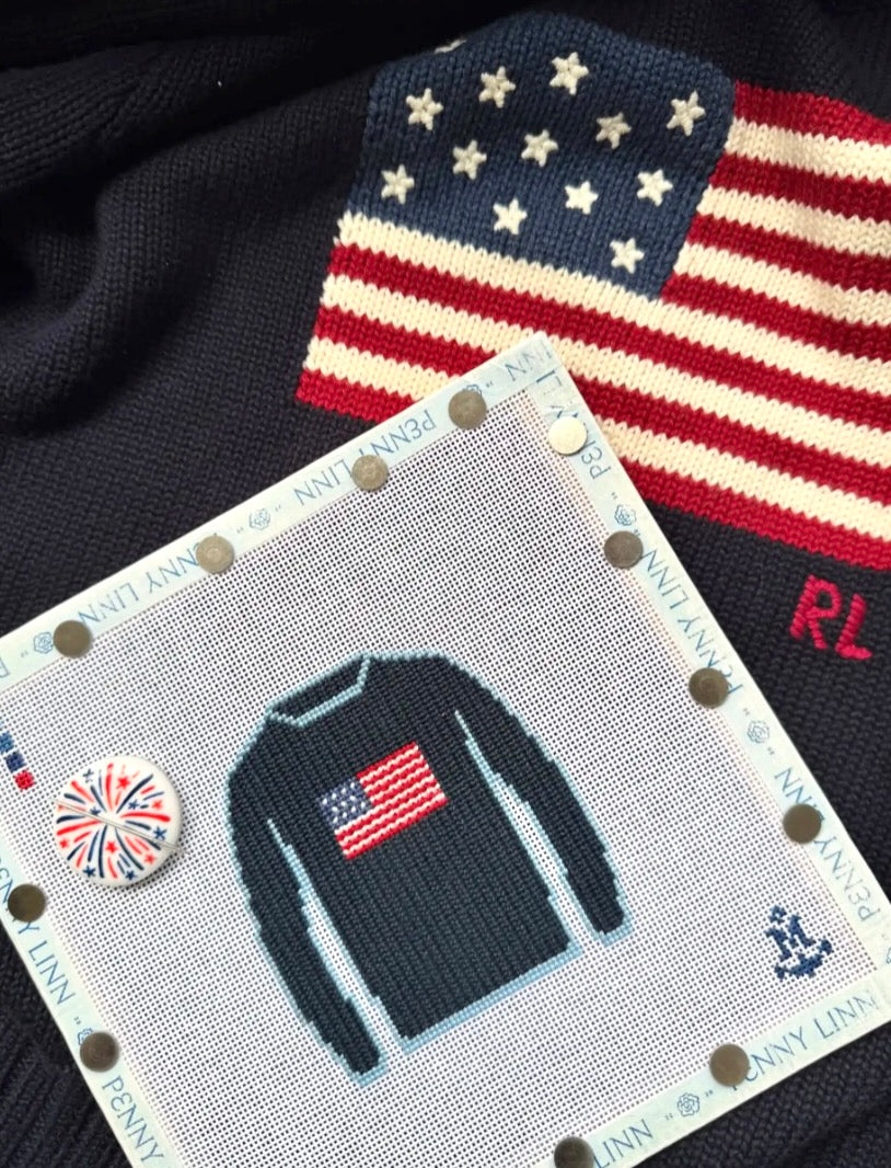 American Flag Sweater (Navy)