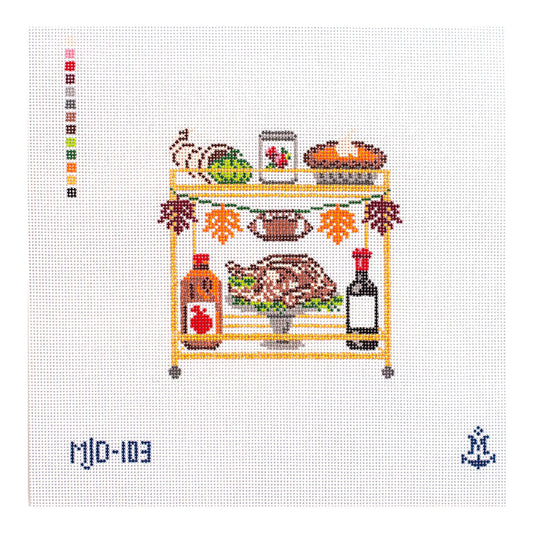 Thanksgiving Bar Cart [Needlepoint Canvas and Kit] [Morgan Julia Designs]