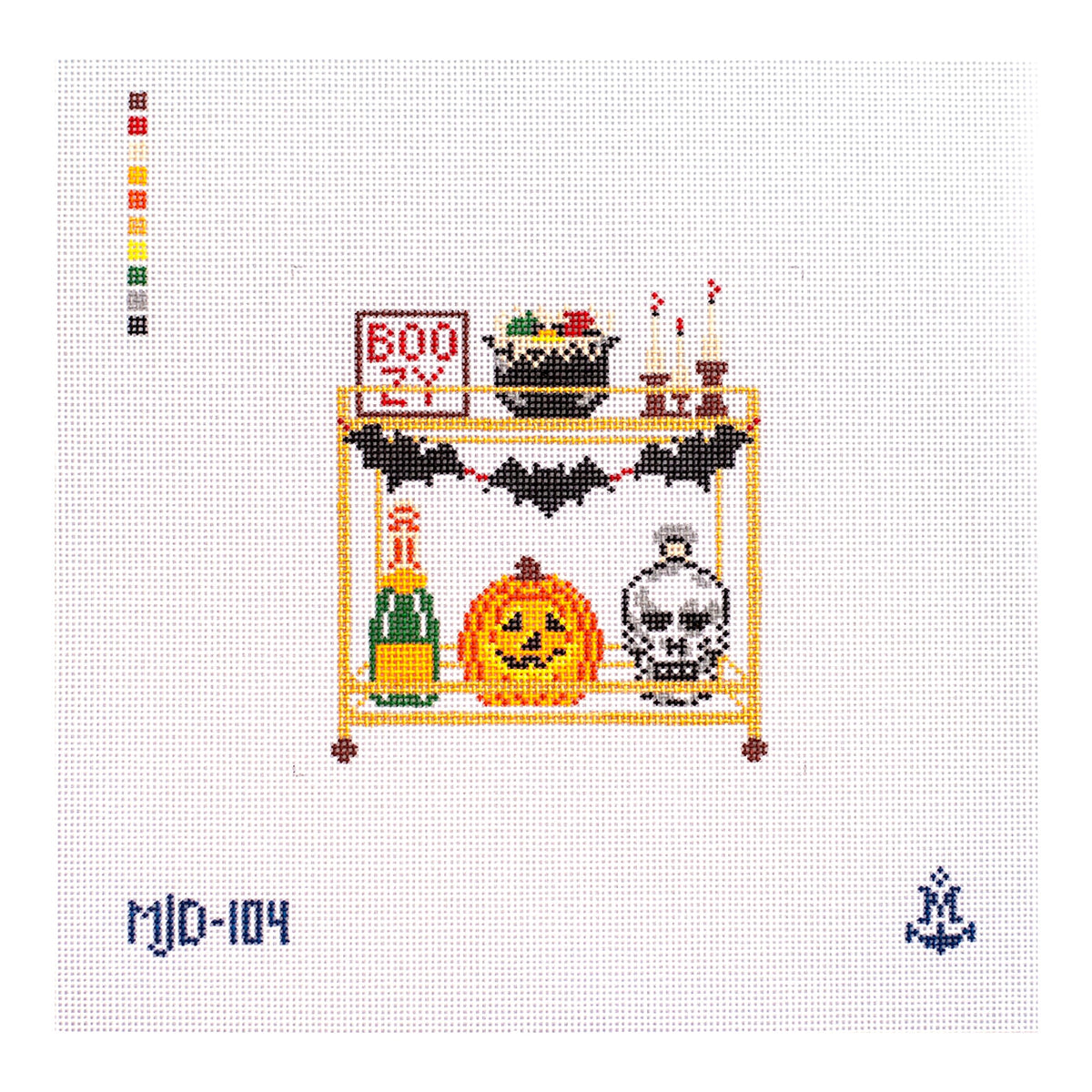 Halloween Bar Cart [Needlepoint Canvas and Kit] [Morgan Julia Designs]