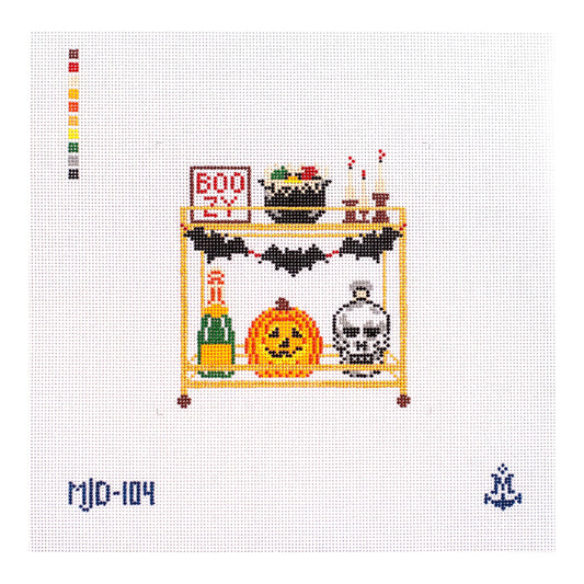Halloween Bar Cart [Needlepoint Canvas and Kit] [Morgan Julia Designs]