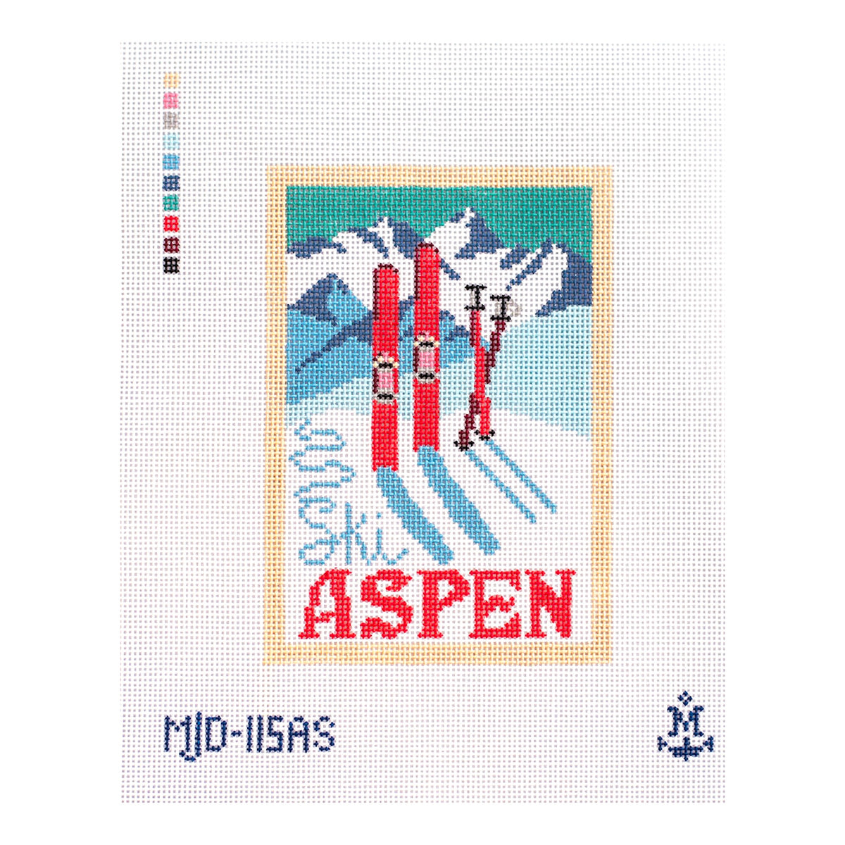 Vintage Ski Postcard: Aspen [Needlepoint Canvas and Kit] [Morgan Julia Designs]