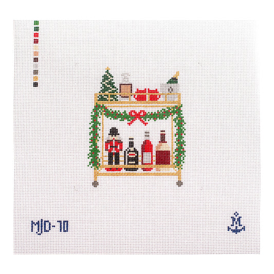 Christmas Bar Cart [Needlepoint Canvas and Kit] [Morgan Julia Designs]