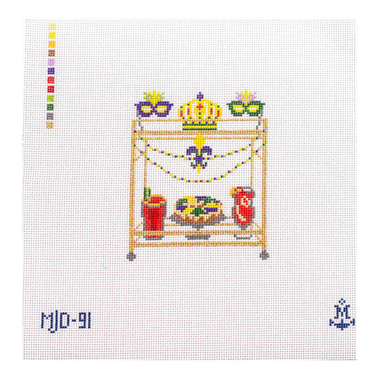 Mardi Gras Bar Cart [Needlepoint Canvas and Kit] [Morgan Julia Designs]