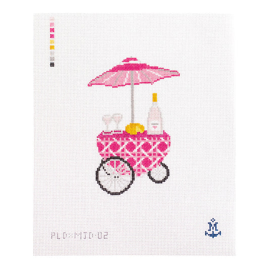 Pink Cane Rosé Cart [Needlepoint Canvas and Kit] [Morgan Julia Designs]