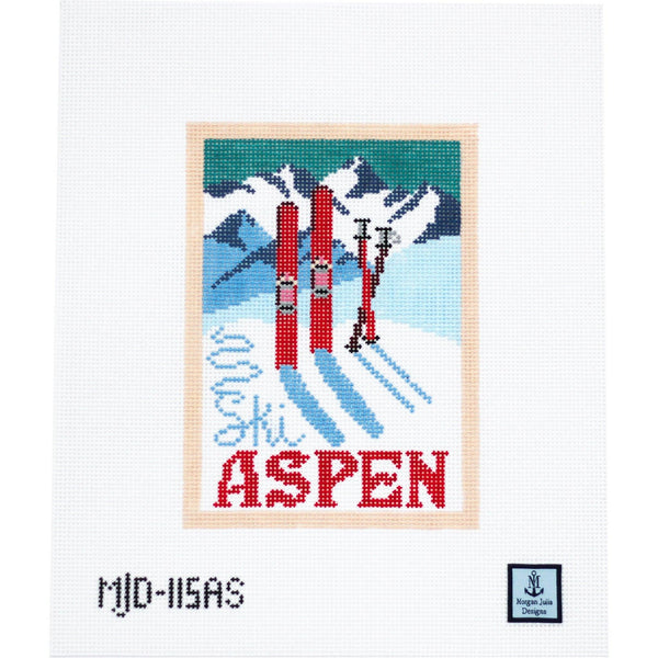 Aspen - Vintage Ski Postcard [Needlepoint Canvas and Kit] [Morgan Julia Designs]