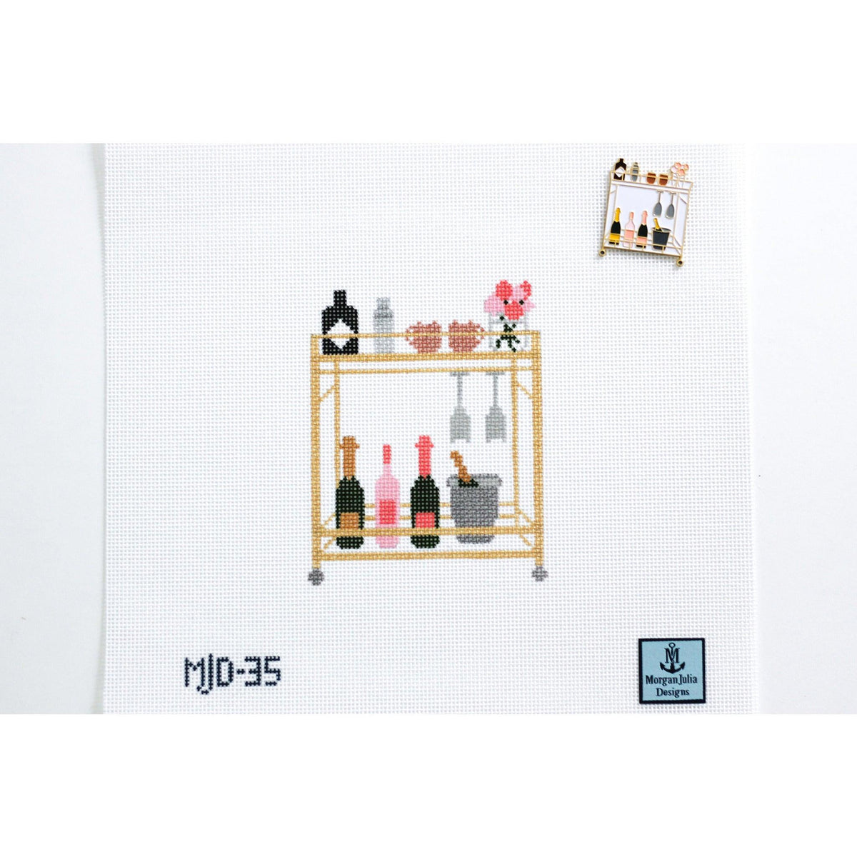 Bar Cart Needle Minder [Needlepoint Canvas and Kit] [Morgan Julia Designs]