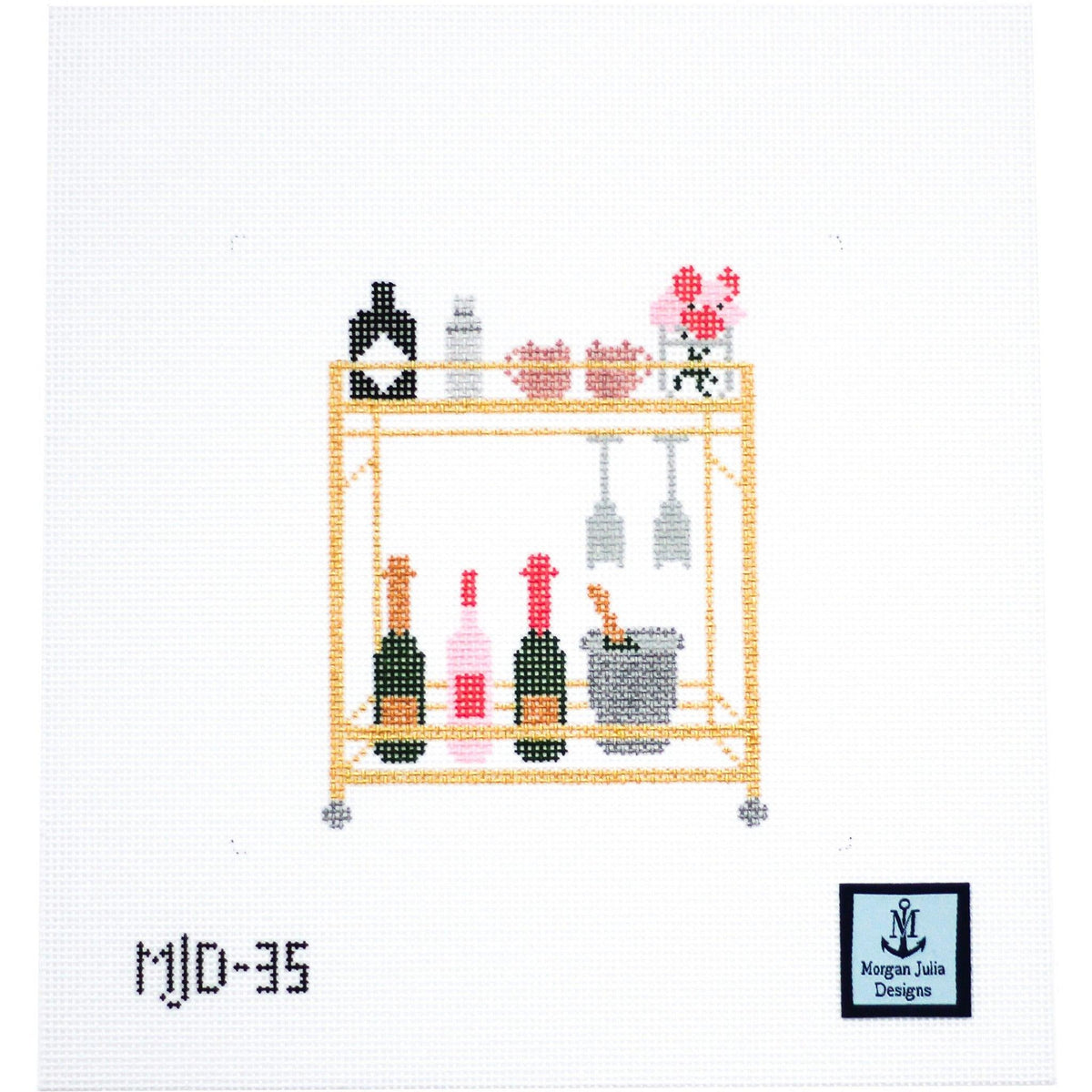 Bar Cart [Needlepoint Canvas and Kit] [Morgan Julia Designs]
