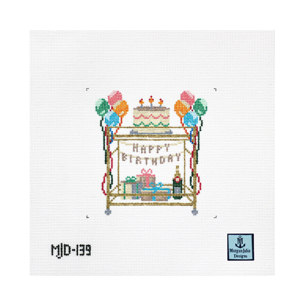 Birthday Bar Cart [Needlepoint Canvas and Kit] [Morgan Julia Designs]