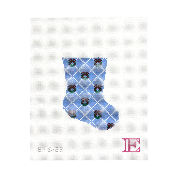 Blue Bough Wreath Stocking with Alphabet Chart [Needlepoint Canvas and Kit] [Morgan Julia Designs]