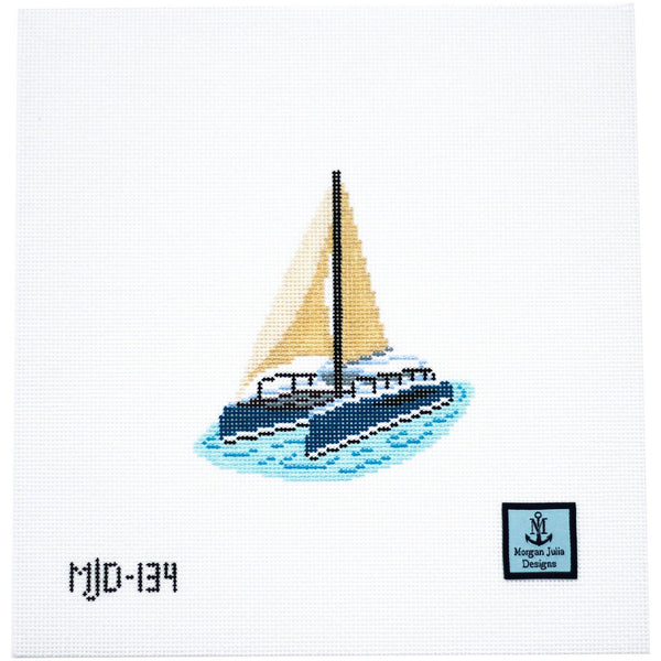 Catamaran Boat Needlepoint [Needlepoint Canvas and Kit] [Morgan Julia Designs]