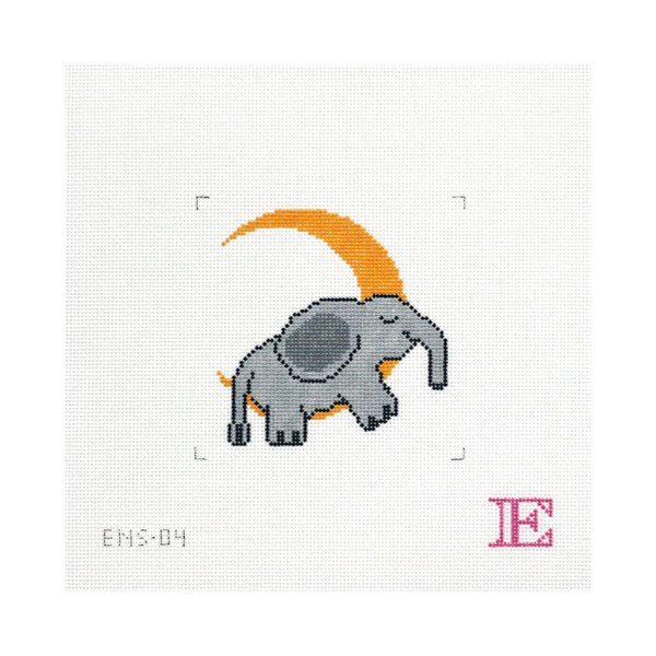 Elephant Lunar Lullaby with Alphabet Chart [Needlepoint Canvas and Kit] [Morgan Julia Designs]
