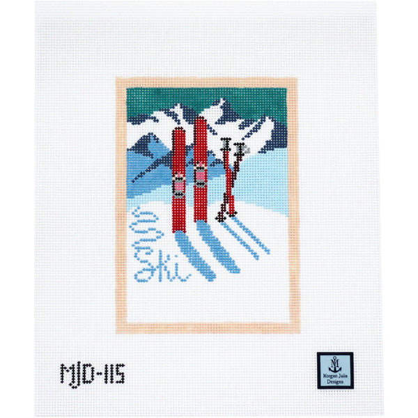 No Name - Vintage Ski Postcard [Needlepoint Canvas and Kit] [Morgan Julia Designs]