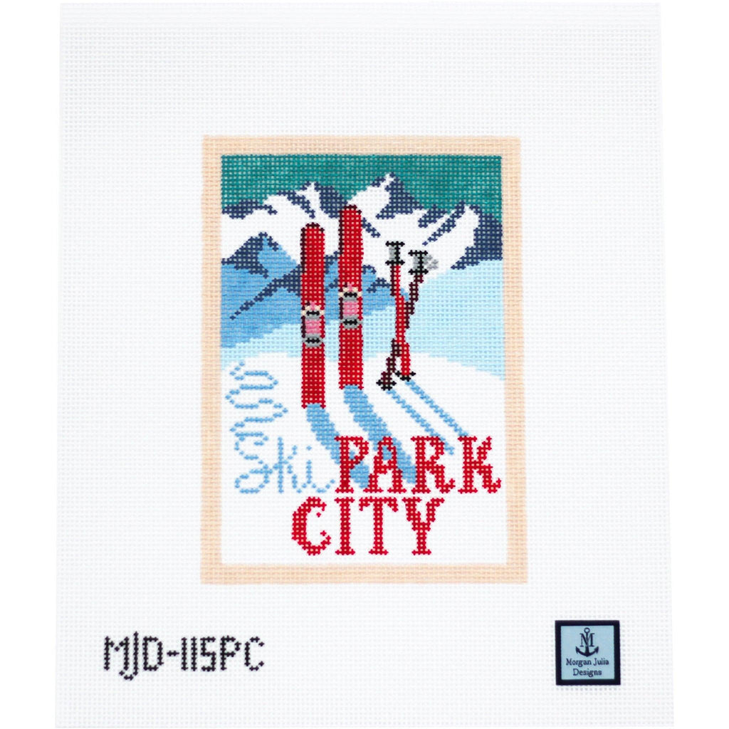 Park City - Vintage Ski Postcard [Needlepoint Canvas and Kit] [Morgan Julia Designs]