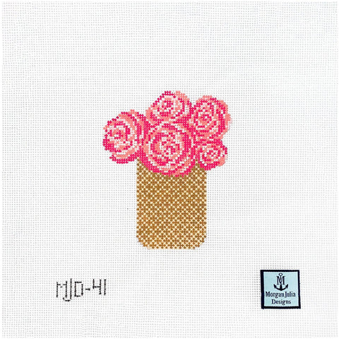 Peony Basket [Needlepoint Canvas and Kit] [Morgan Julia Designs]