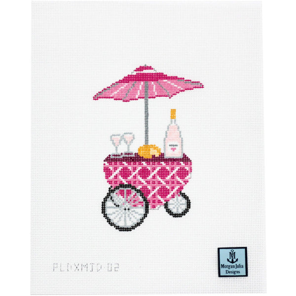 Pink Rosé Cart Needlepoint Canvas - PLD x MJD [Needlepoint Canvas and Kit] [Morgan Julia Designs]
