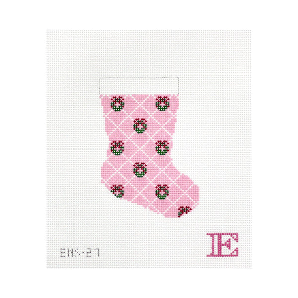Rosy Wreath Stocking with Alphabet Chart [Needlepoint Canvas and Kit] [Morgan Julia Designs]