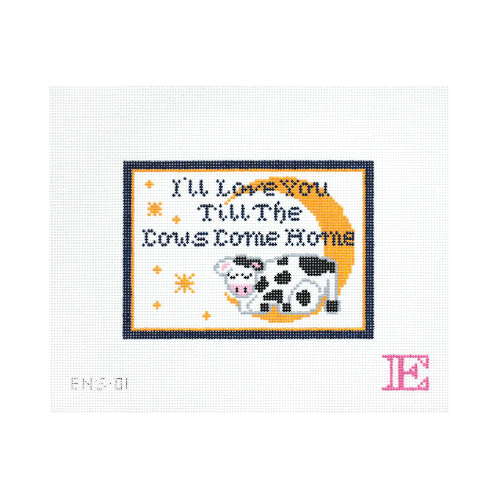 Snoozy Cow Sign [Needlepoint Canvas and Kit] [Morgan Julia Designs]
