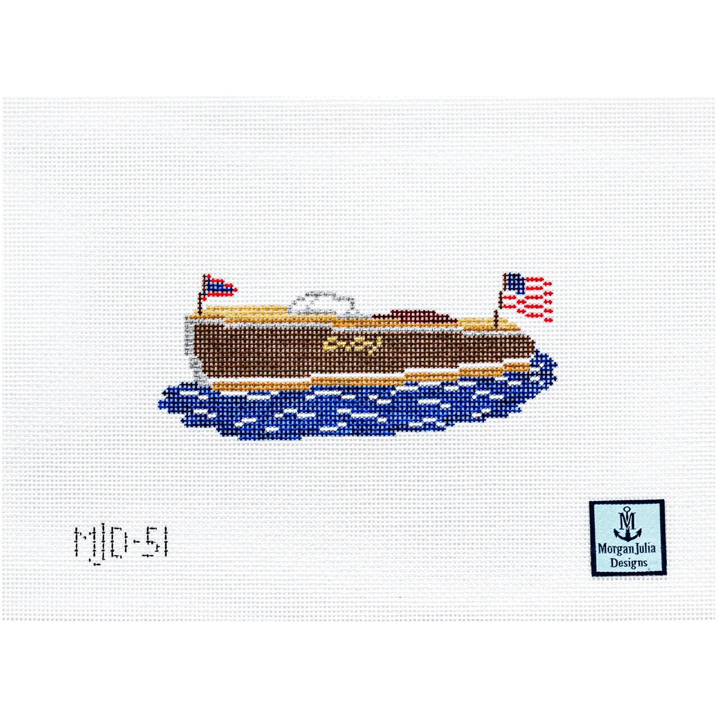 Wooden Boat with Stitch Guide [Needlepoint Canvas and Kit] [Morgan Julia Designs]